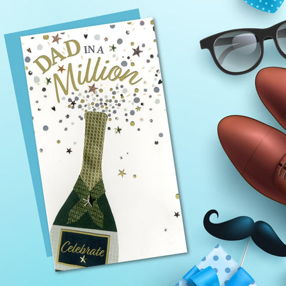 Dad In A Million Dad's Fizzy Fun! Hand-Finished Father's Day Greeting Card