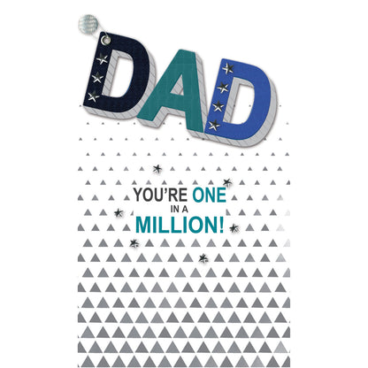 Hand-Finished Father's Day Card Dad You're One In A Million Embellished Card