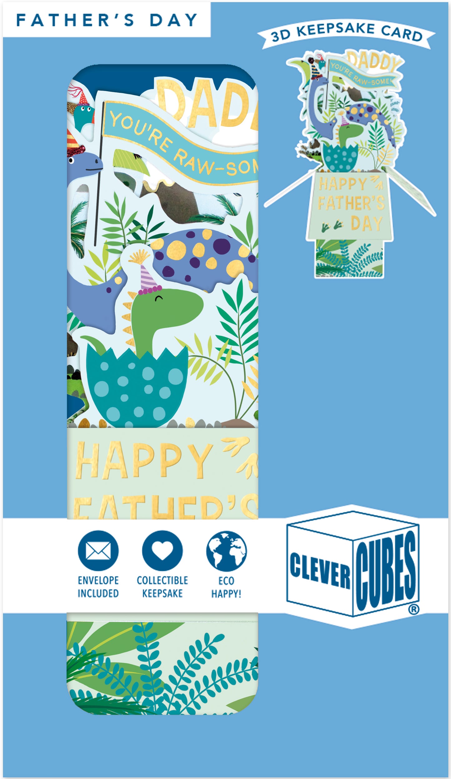 Clever Cubes Pop Up Daddy You're Raw-Some! Father's Day Pop Up Greeting Card