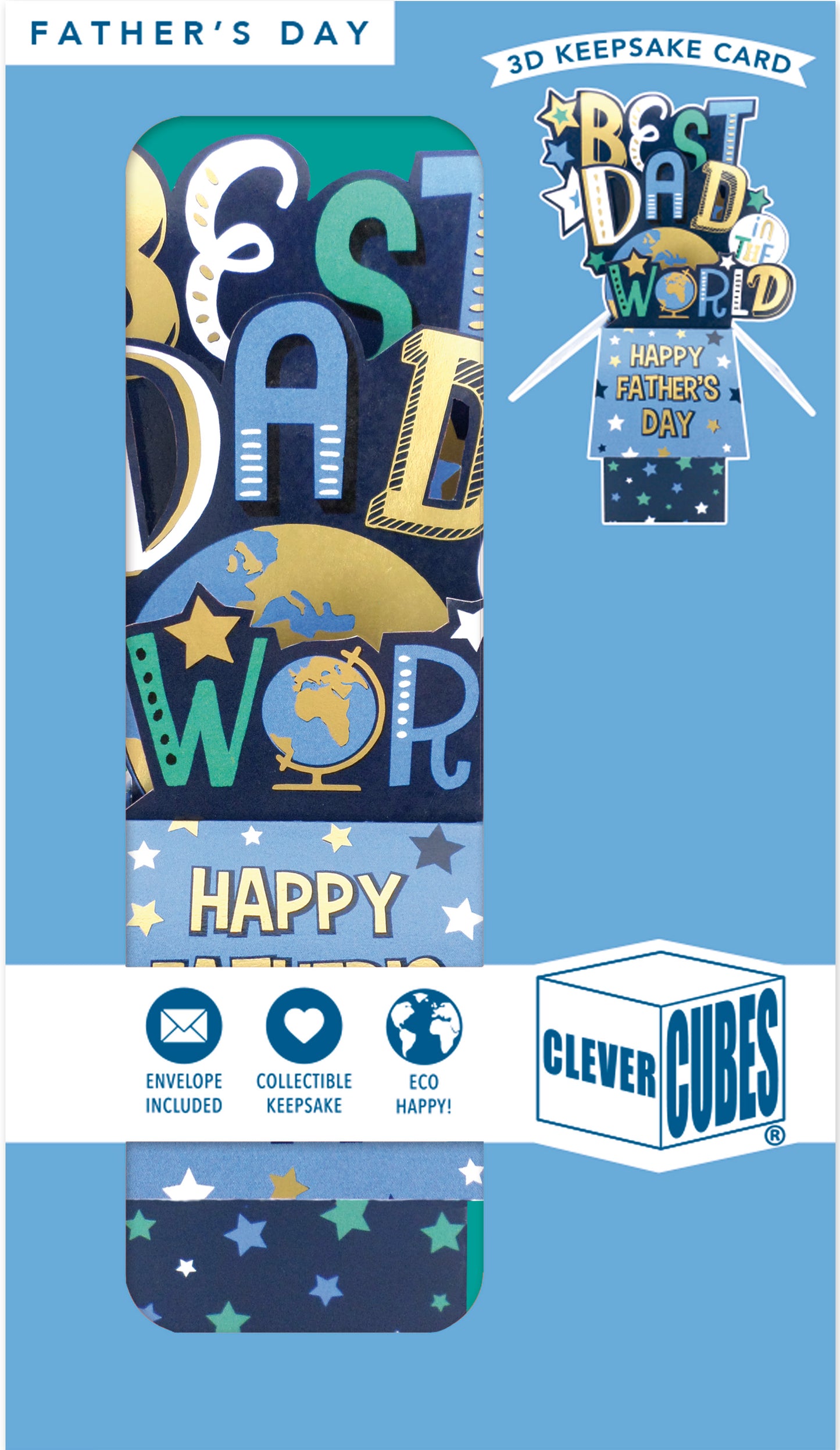 Clever Cubes Pop Up Best Dad In The World Father's Day Pop Up Greeting Card