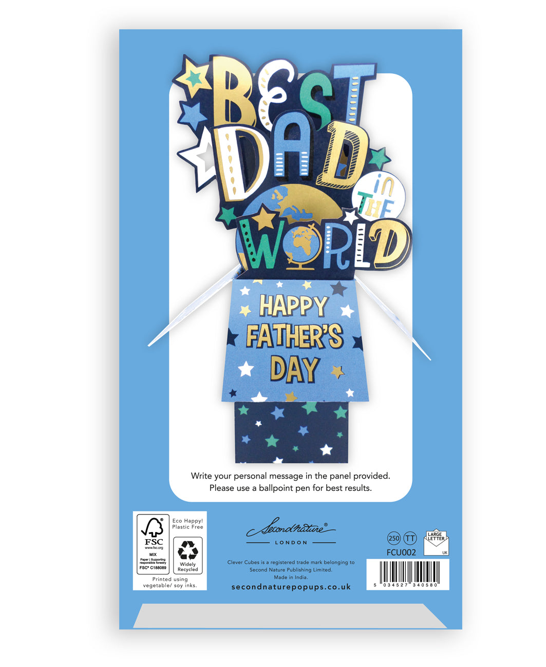Clever Cubes Pop Up Best Dad In The World Father's Day Pop Up Greeting Card