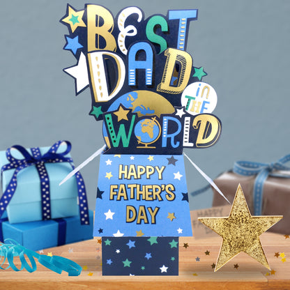 Clever Cubes Pop Up Best Dad In The World Father's Day Pop Up Greeting Card