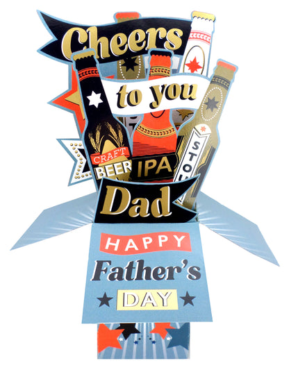 Clever Cubes Pop Up Beers Cheers Dad Father's Day Pop Up Greeting Card