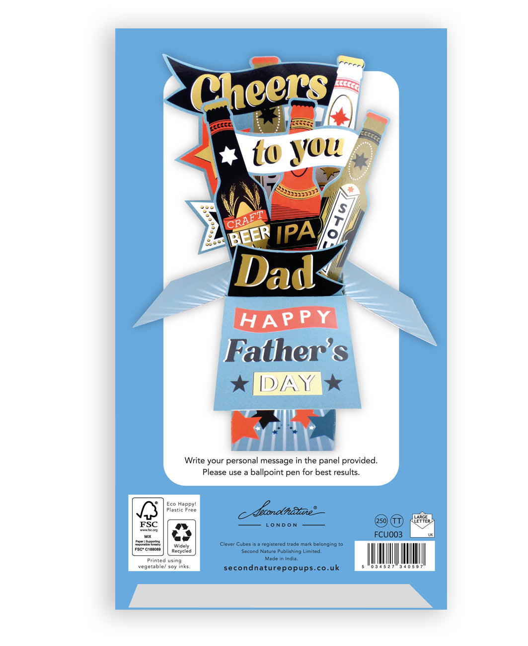 Clever Cubes Pop Up Beers Cheers Dad Father's Day Pop Up Greeting Card
