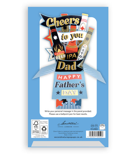 Clever Cubes Pop Up Beers Cheers Dad Father's Day Pop Up Greeting Card