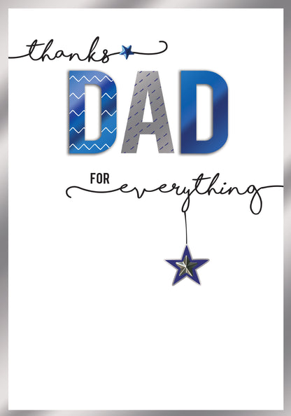 Thanks Dad For Everything Embellished Father's Day Card
