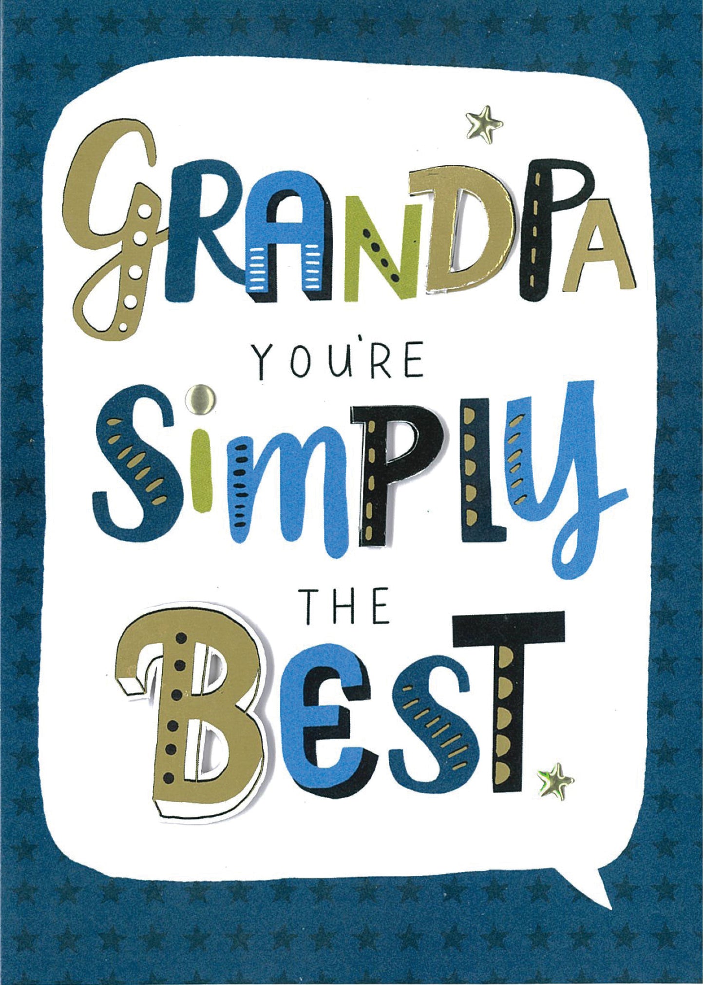 Grandpa Simply The Best Grandfather Embellished Father's Day Greeting Card