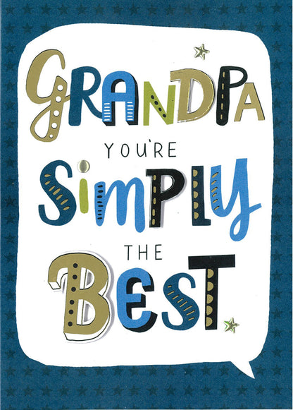 Grandpa Simply The Best Grandfather Embellished Father's Day Greeting Card