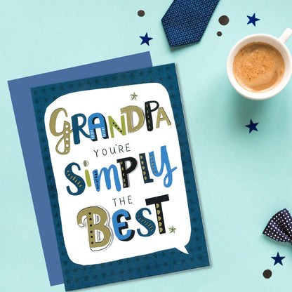 Grandpa Simply The Best Grandfather Embellished Father's Day Greeting Card