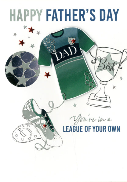 League Of Your Own Football Match Magic Hand-Finished Father's Day Greeting Card