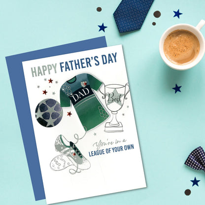 League Of Your Own Football Match Magic Hand-Finished Father's Day Greeting Card