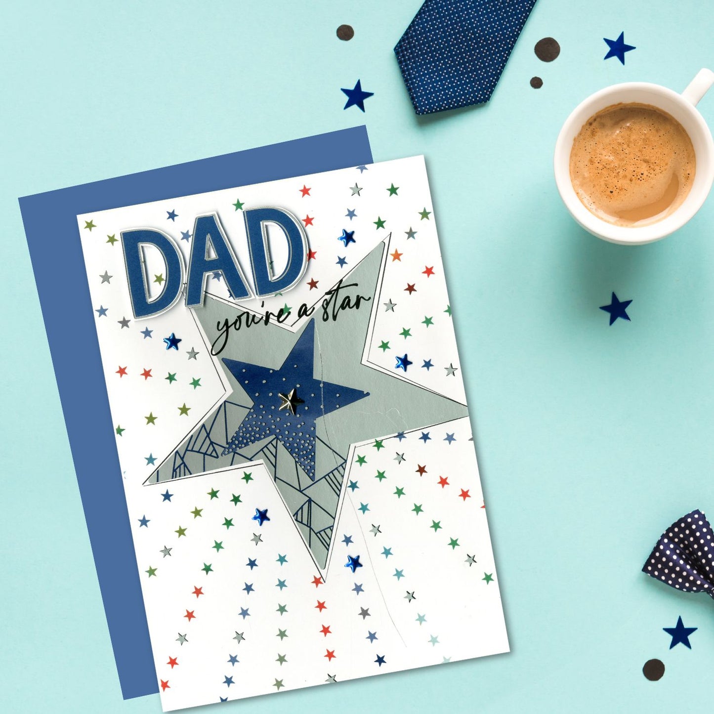 Dad You're A Star Sparkle-Magic Wonder! Hand-Finished Father's Day Greeting Card