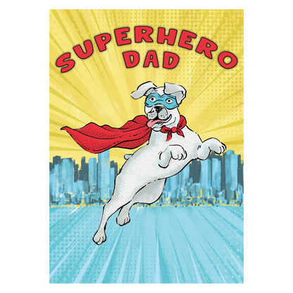 Funny Father's Day Card Superhero Dad Super Dog Playful Heroic Greeting Card