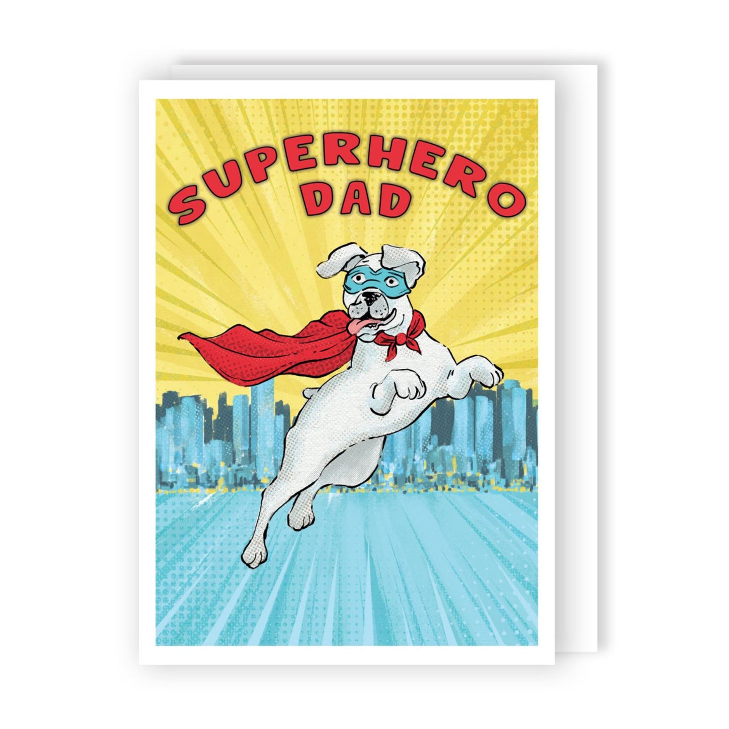 Funny Father's Day Card Superhero Dad Super Dog Playful Heroic Greeting Card