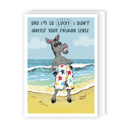 Funny Father's Day Card Beach Donkey Dad With Bad Fashion Sense Joke Card
