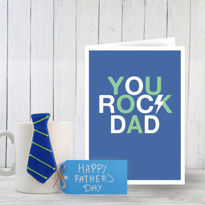 Father's Day Card You Rock Dad Lightning Bolt Bold Greeting Card For Cool Dads