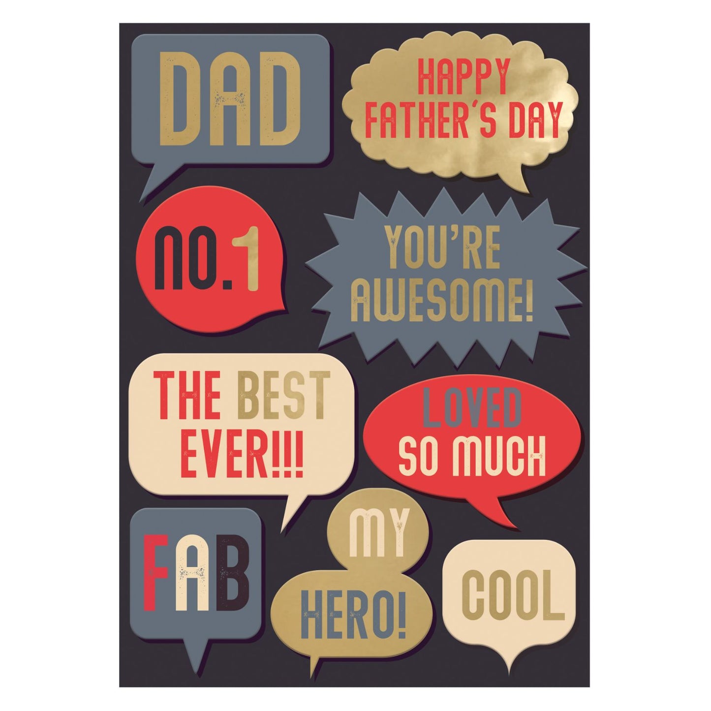 Father's Day Card To Dad With Celebration Speech Bubbles Foiled Greeting Card
