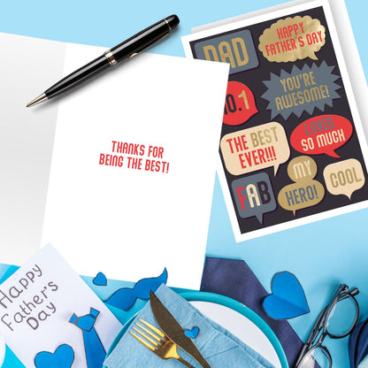 Father's Day Card To Dad With Celebration Speech Bubbles Foiled Greeting Card
