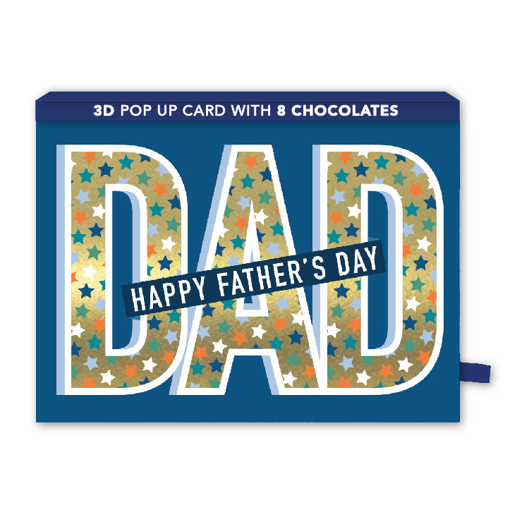 Pop Up Father's Day Card & Chocolate Treat Tray Best Dad Card & Gift