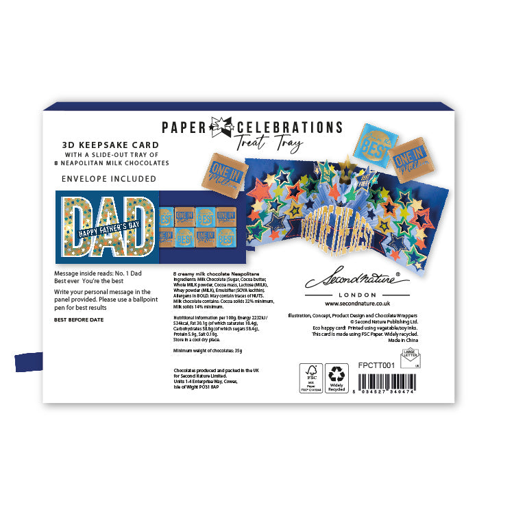 Pop Up Father's Day Card & Chocolate Treat Tray Best Dad Card & Gift