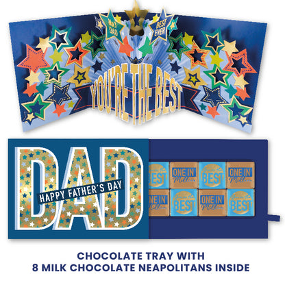 Pop Up Father's Day Card & Chocolate Treat Tray Best Dad Card & Gift