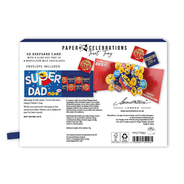 Pop Up Father's Day Card & Chocolate Treat Tray Super Dad Card & Gift