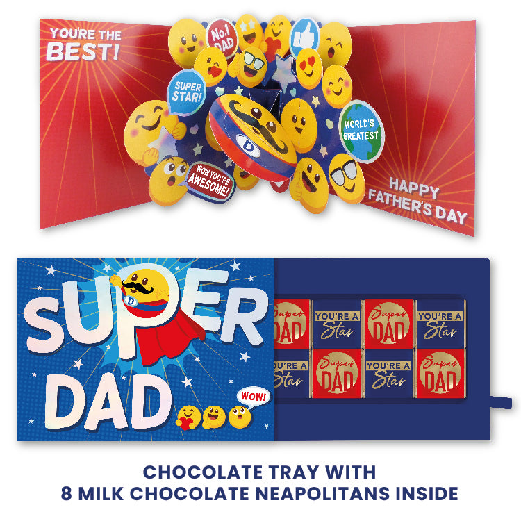 Pop Up Father's Day Card & Chocolate Treat Tray Super Dad Card & Gift