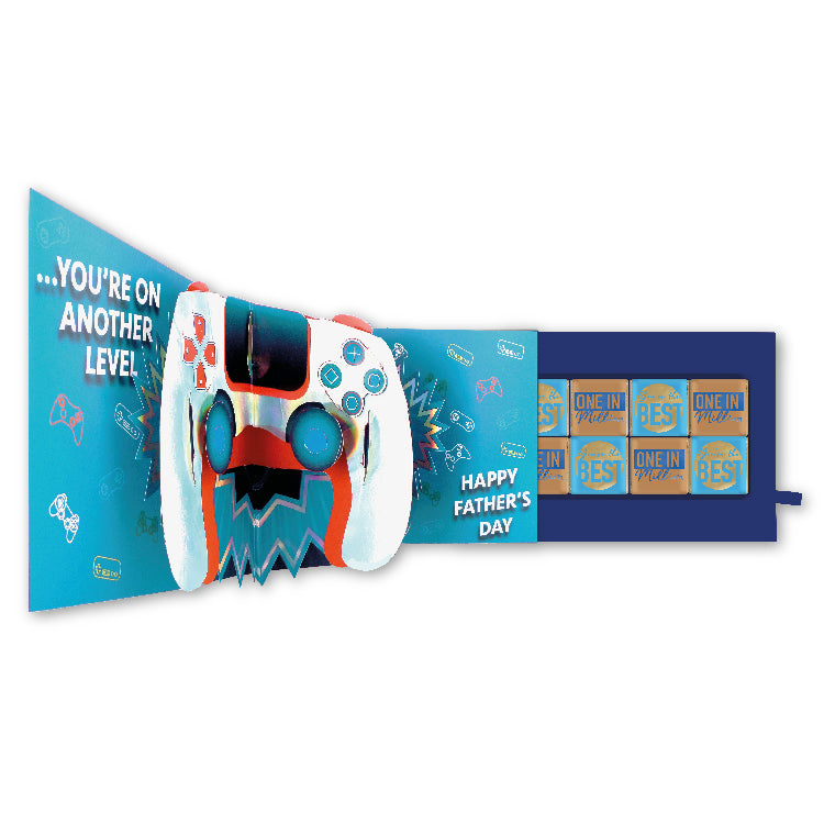 Pop Up Father's Day Card & Chocolate Treat Tray Gamer Dad Card & Gift