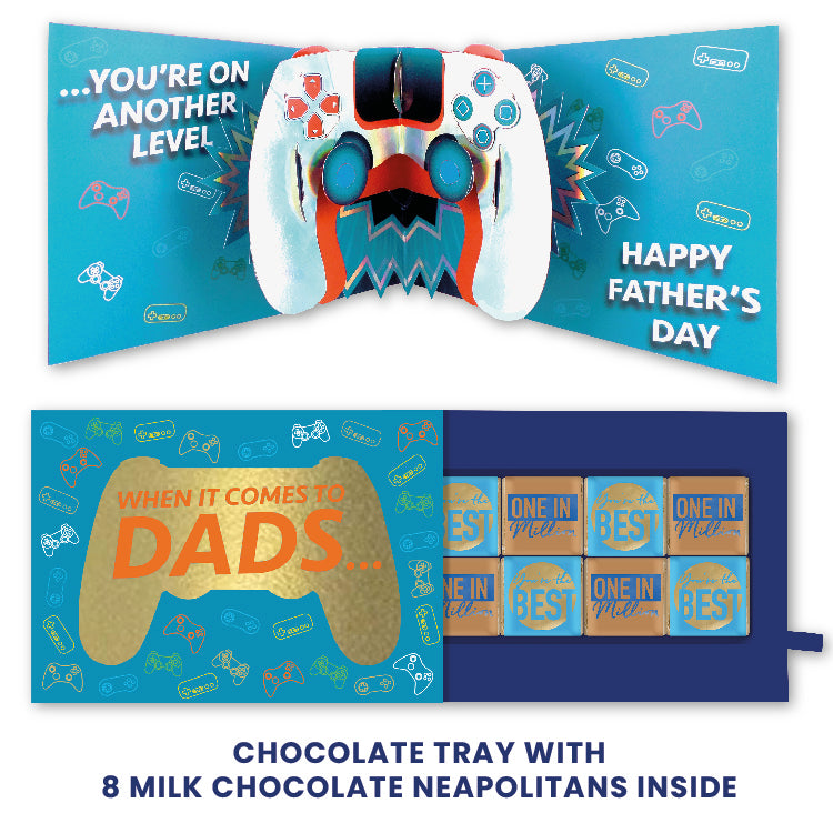 Pop Up Father's Day Card & Chocolate Treat Tray Gamer Dad Card & Gift