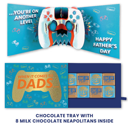 Pop Up Father's Day Card & Chocolate Treat Tray Gamer Dad Card & Gift