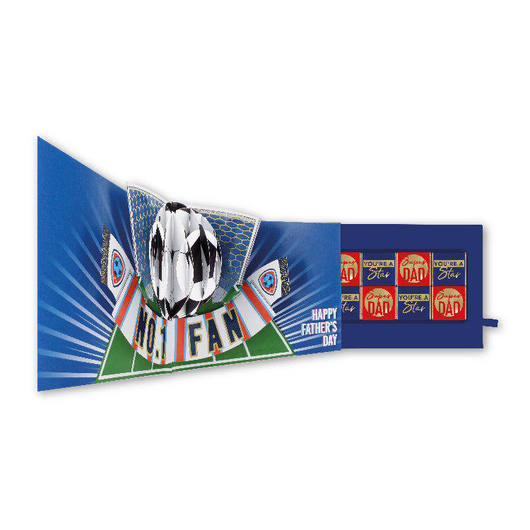 Pop Up Father's Day Card & Chocolate Treat Tray No.1 Football Fan Card & Gift