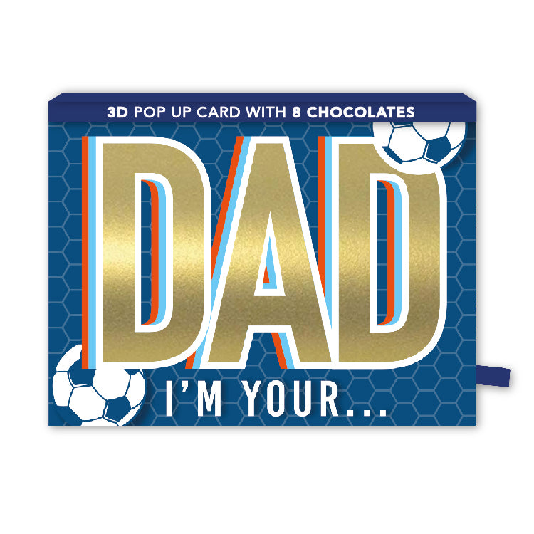 Pop Up Father's Day Card & Chocolate Treat Tray No.1 Football Fan Card & Gift