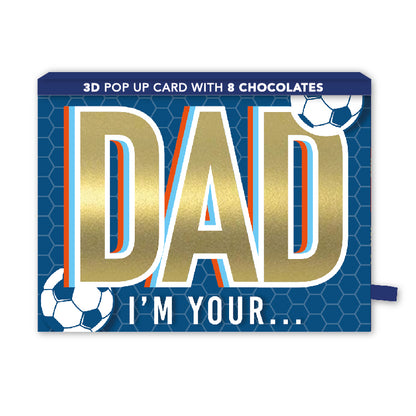 Pop Up Father's Day Card & Chocolate Treat Tray No.1 Football Fan Card & Gift