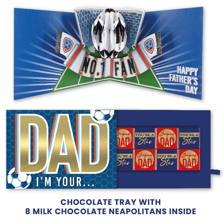 Pop Up Father's Day Card & Chocolate Treat Tray No.1 Football Fan Card & Gift