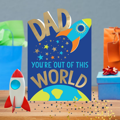 Dad You're Out Of This World Blast Off Fun! Father's Day Greeting Card