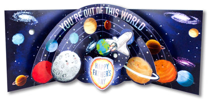 Best Dad In The Universe Rocket Blastoff Fun! Pop Up Father's Day Greeting Card