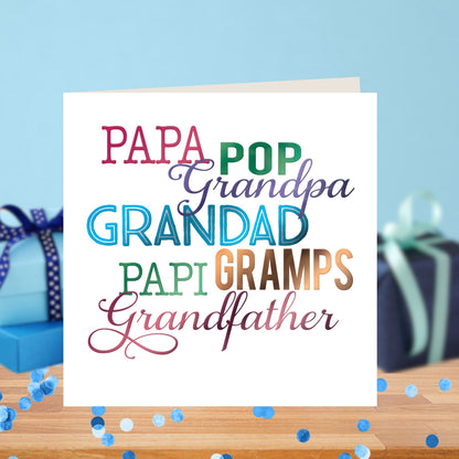 Grandfather Father's Day Square Script Greeting Card