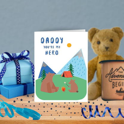 Daddy Bear You're My Hero Bear Hugs On Father's Day Greeting Card