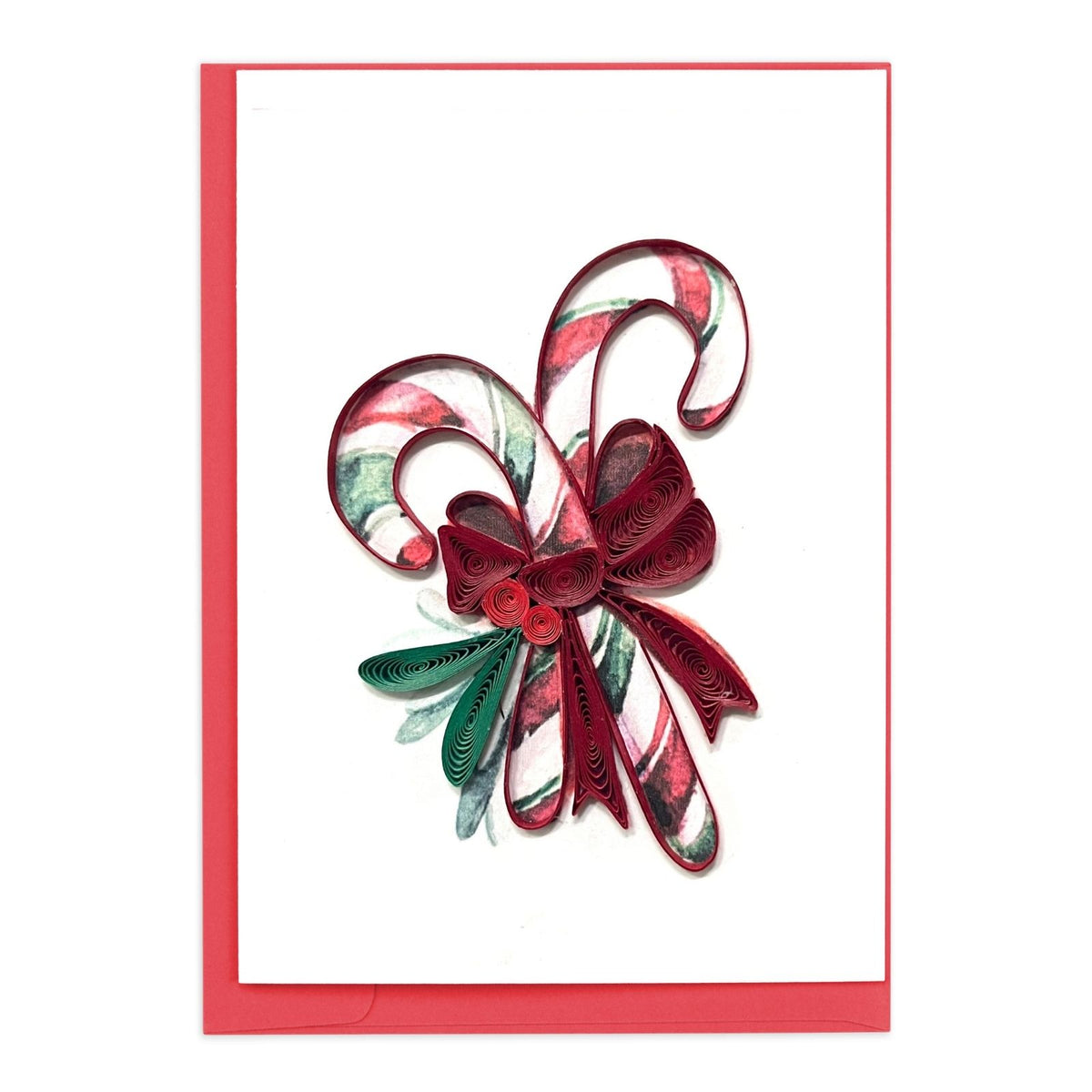 Mini Quilling Christmas Card Candy Canes Quilled Art Handmade Miniature Design