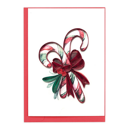 Mini Quilling Christmas Card Candy Canes Quilled Art Handmade Miniature Design