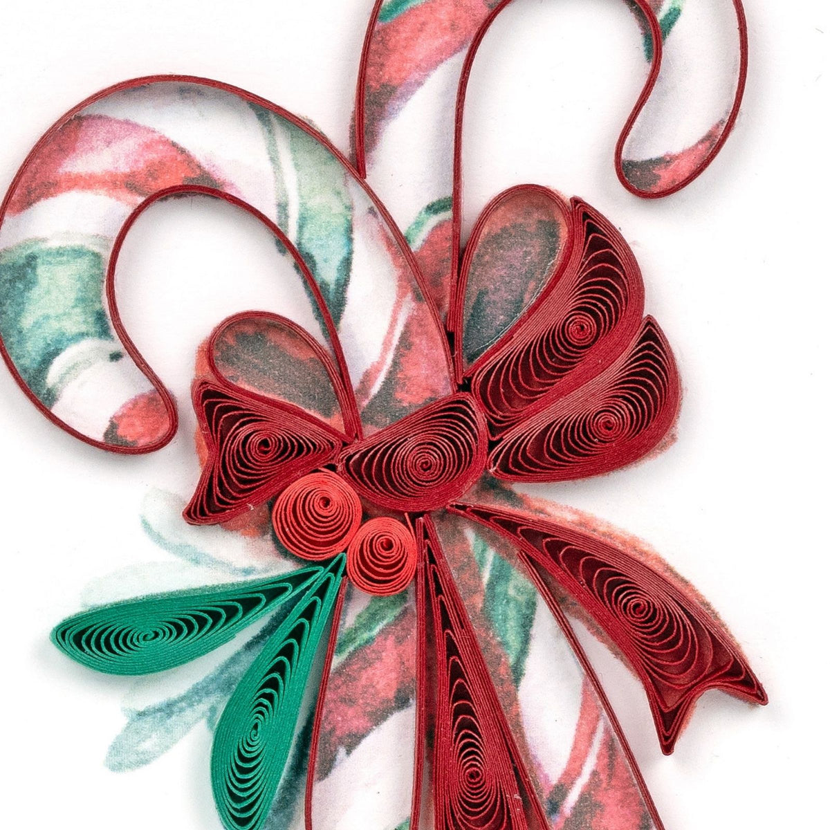 Mini Quilling Christmas Card Candy Canes Quilled Art Handmade Miniature Design