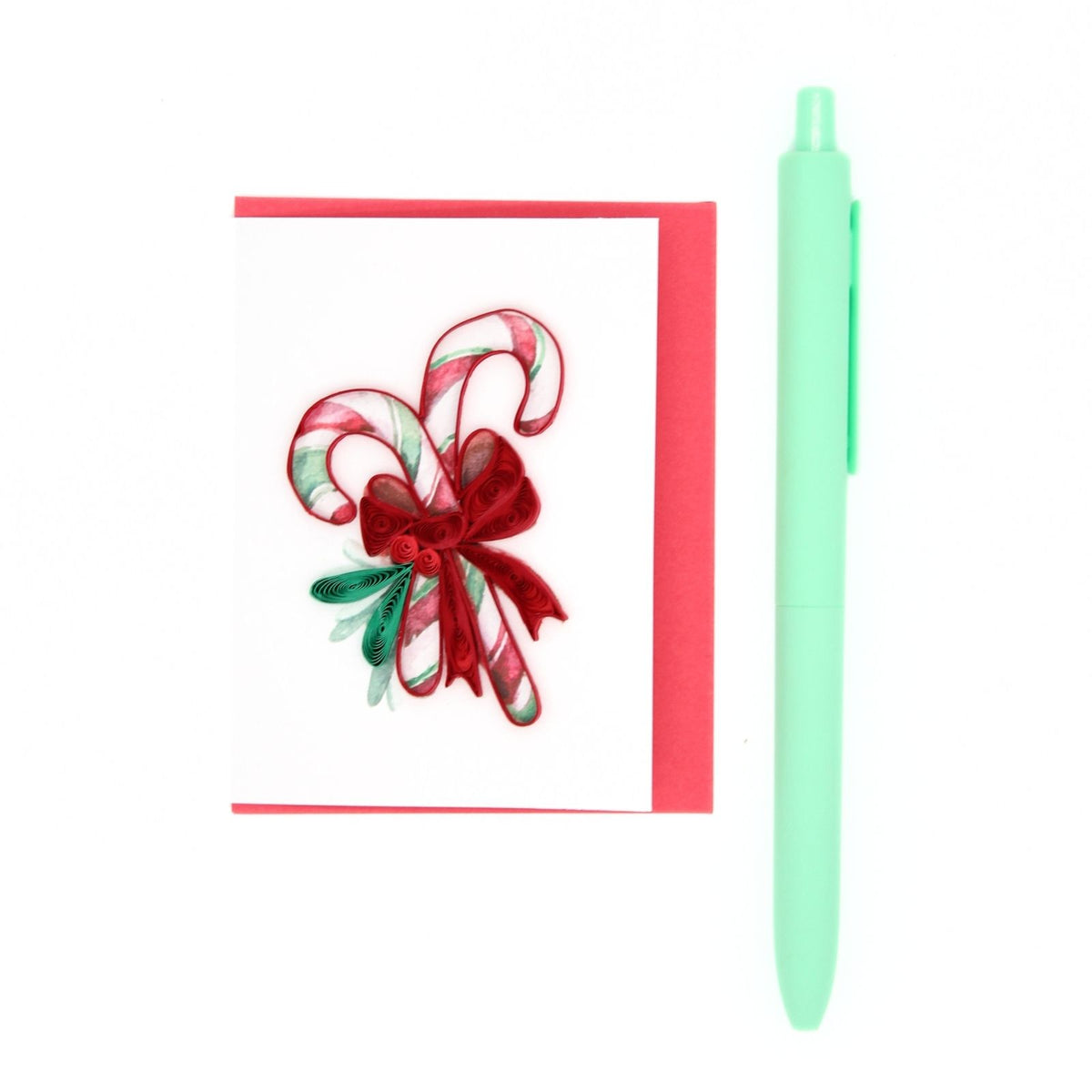 Mini Quilling Christmas Card Candy Canes Quilled Art Handmade Miniature Design
