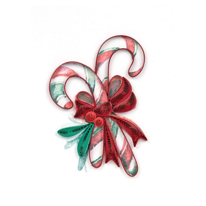 Mini Quilling Christmas Card Candy Canes Quilled Art Handmade Miniature Design