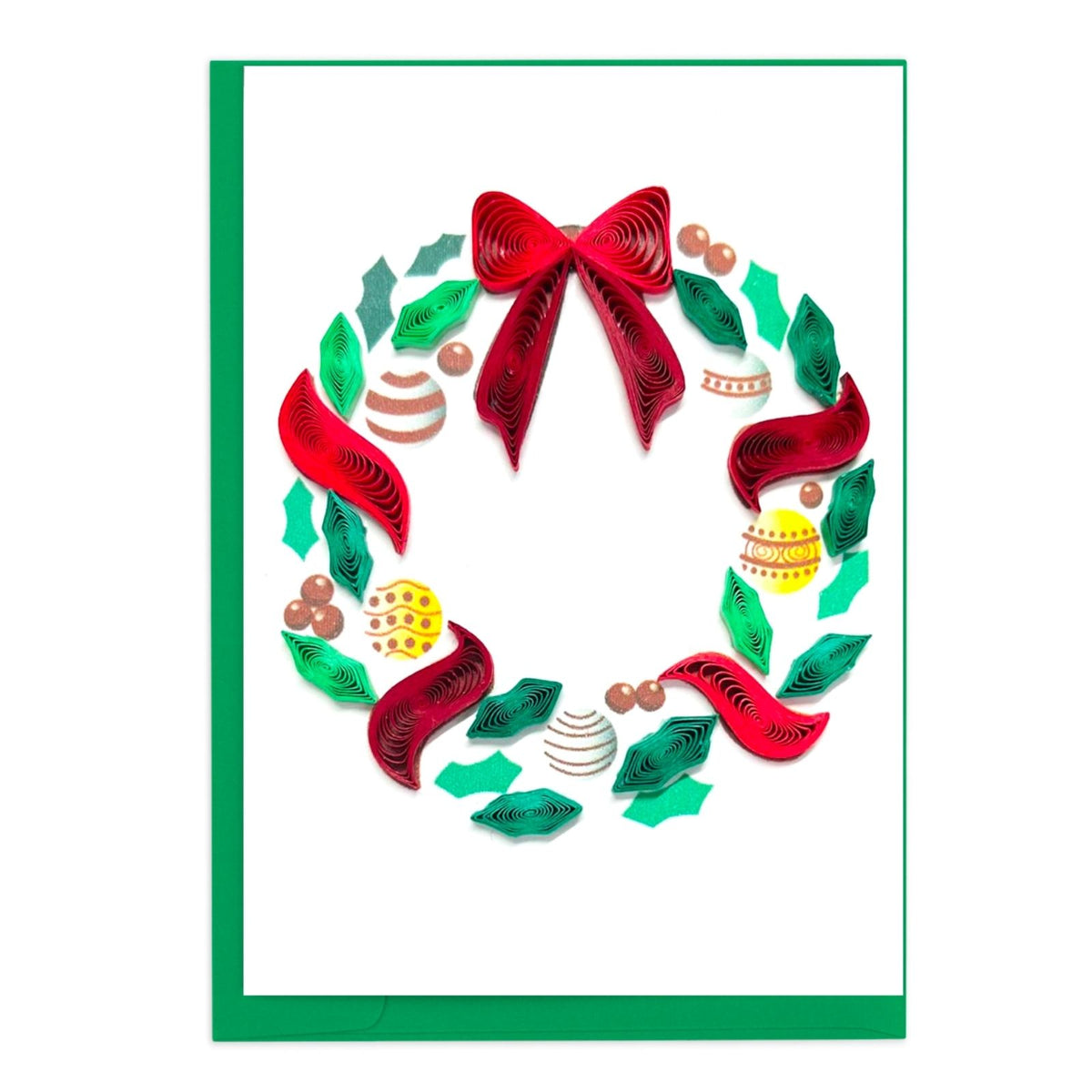 Mini Quilling Christmas Card Festve Wreath Quilled Art Handmade Miniature Design