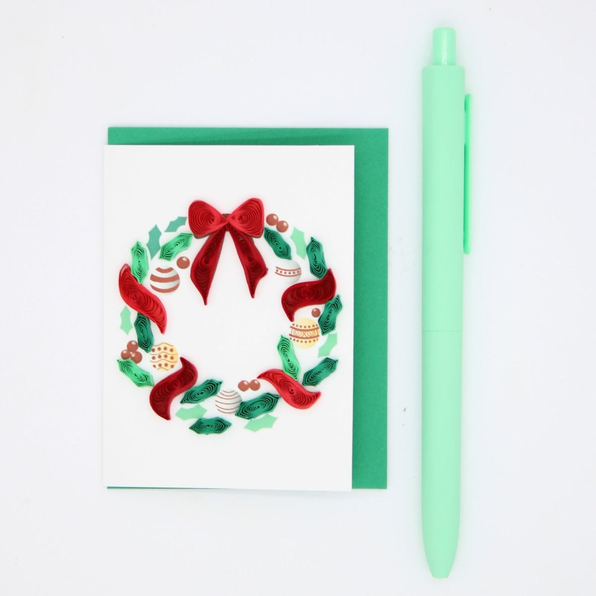 Mini Quilling Christmas Card Festve Wreath Quilled Art Handmade Miniature Design