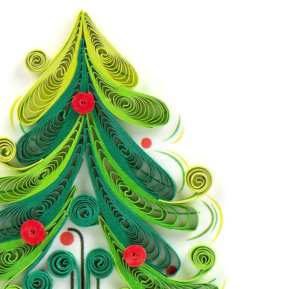 Mini Quilling Christmas Card Xmas Tree Quilled Art Handmade Miniature Design
