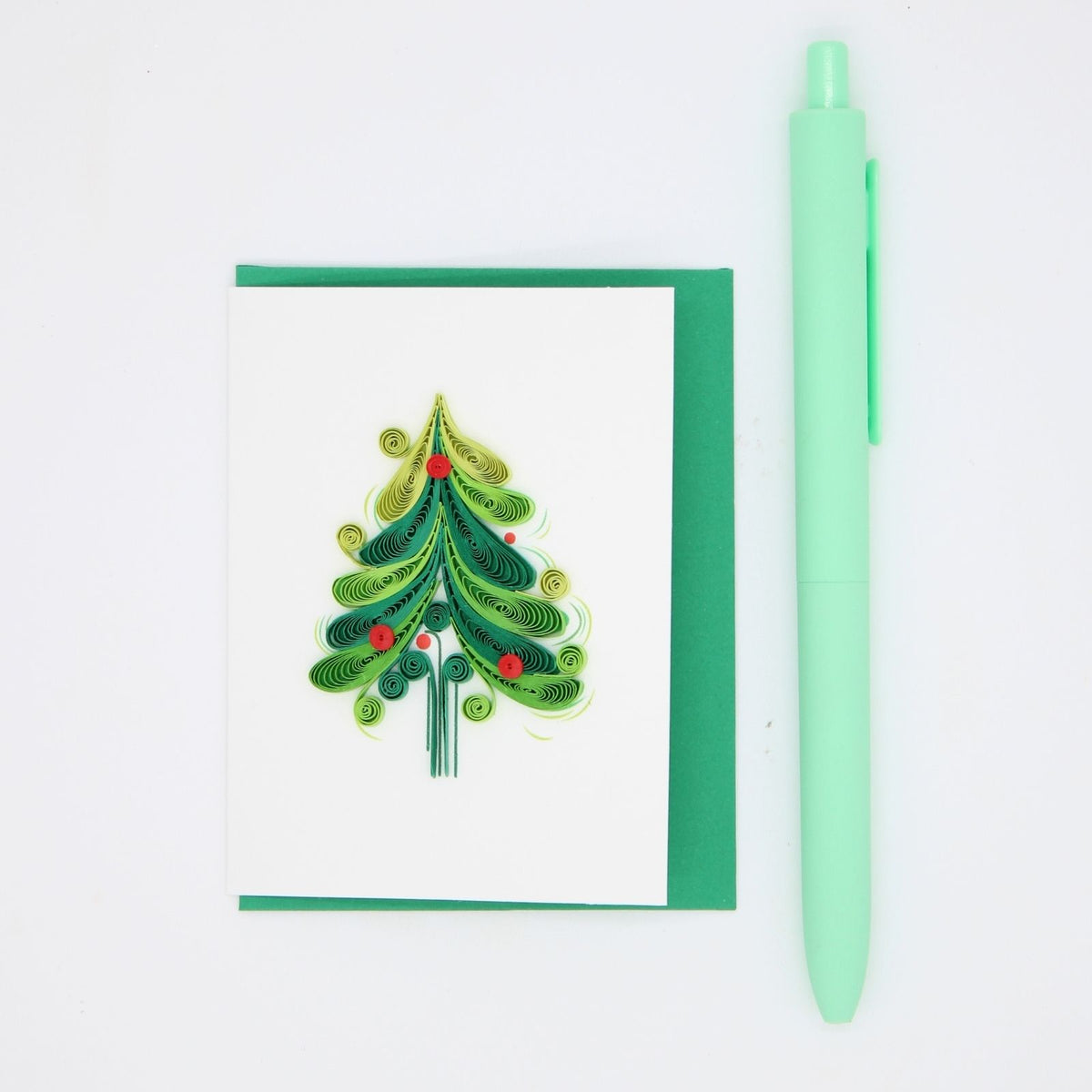 Mini Quilling Christmas Card Xmas Tree Quilled Art Handmade Miniature Design