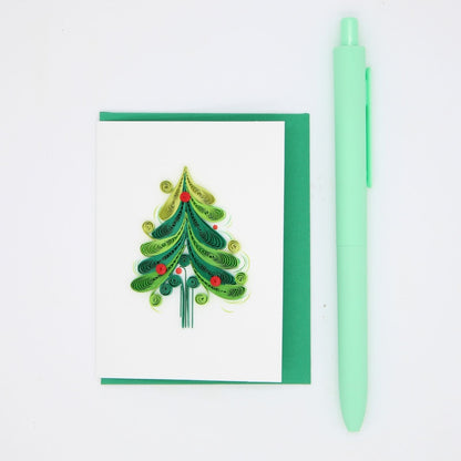 Mini Quilling Christmas Card Xmas Tree Quilled Art Handmade Miniature Design