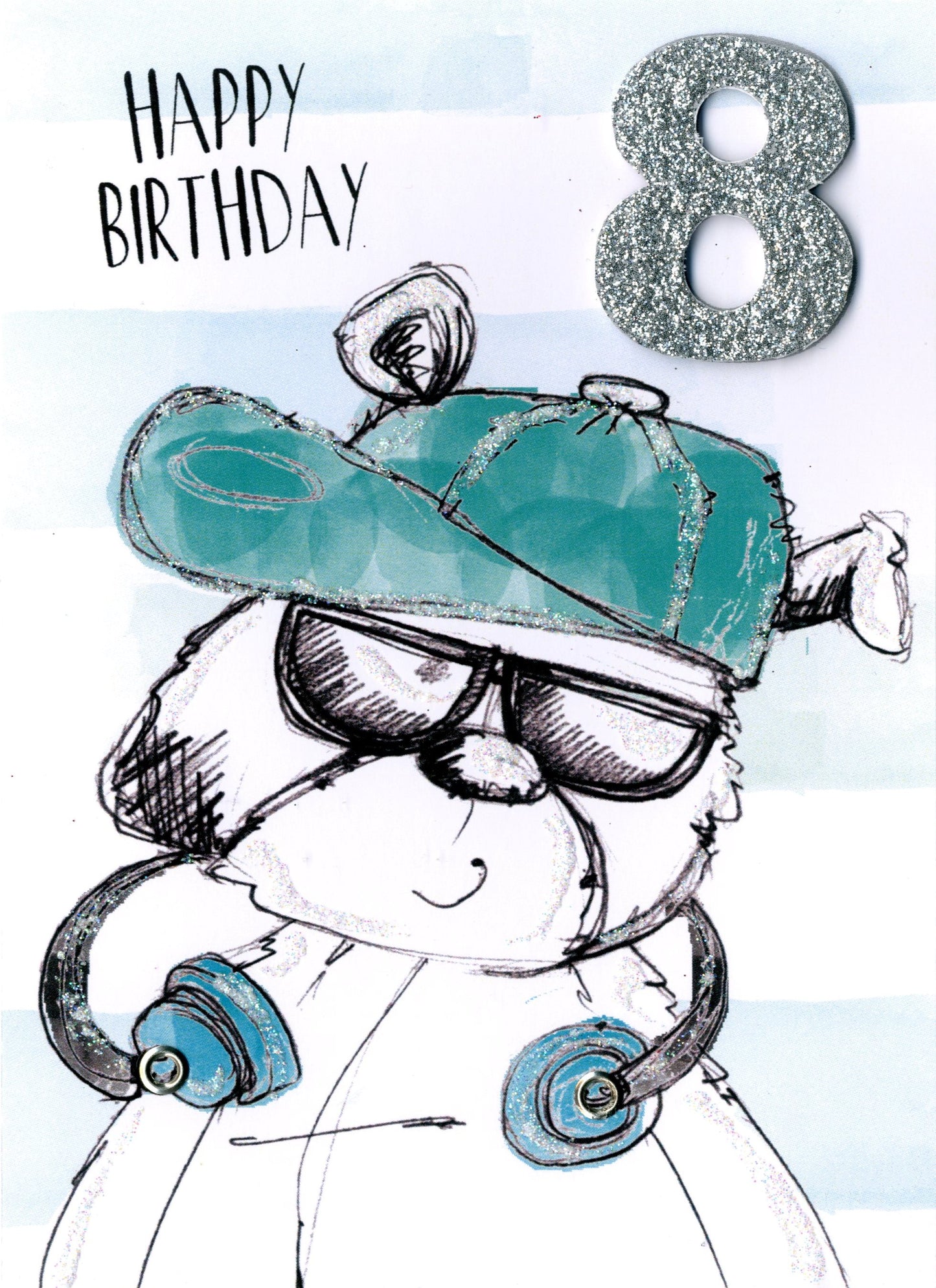 Scribble Bear Boys 8th Birthday Greeting Card