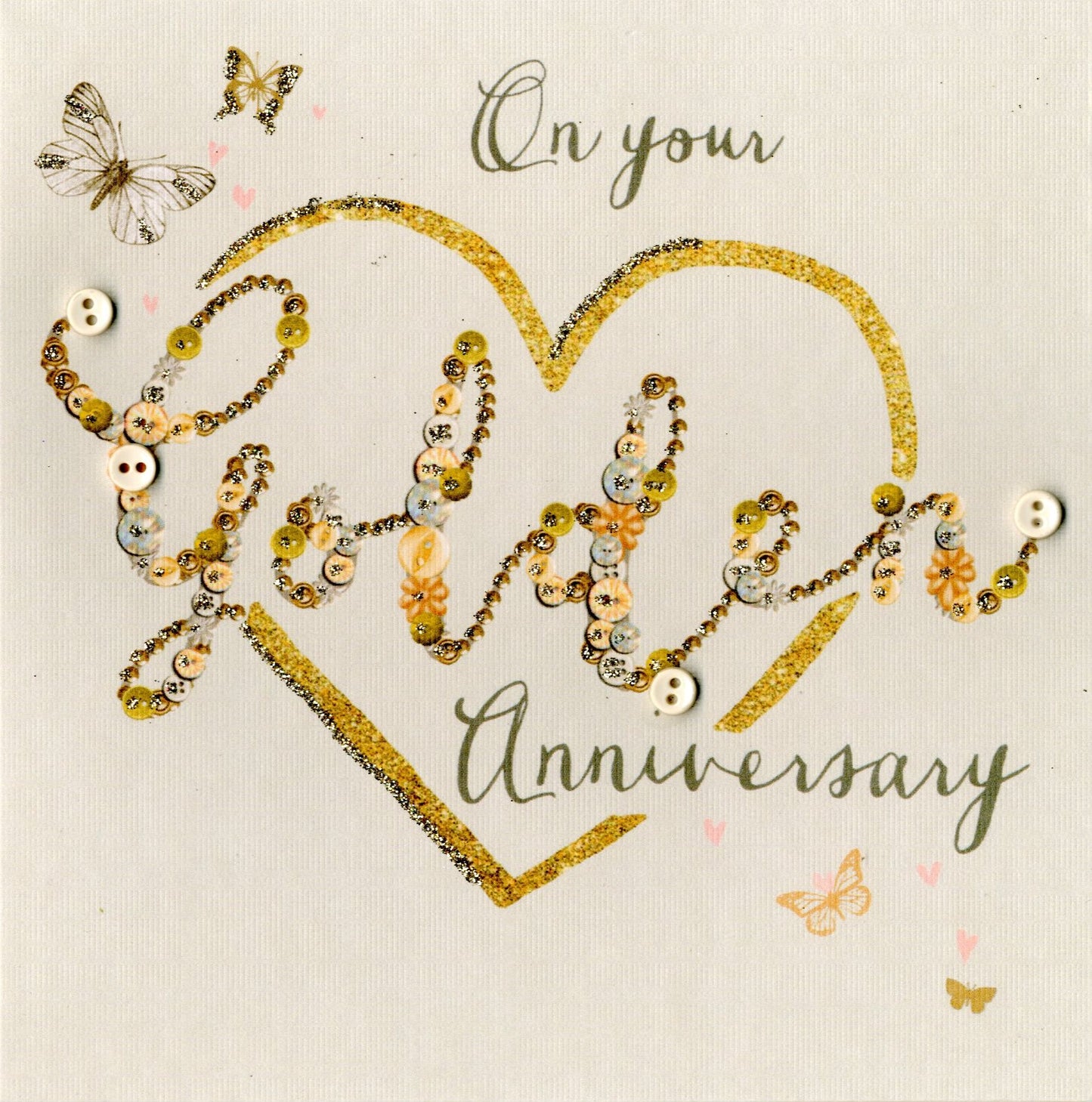 On Your Golden 50th Anniversary Buttoned Up Greeting Card
